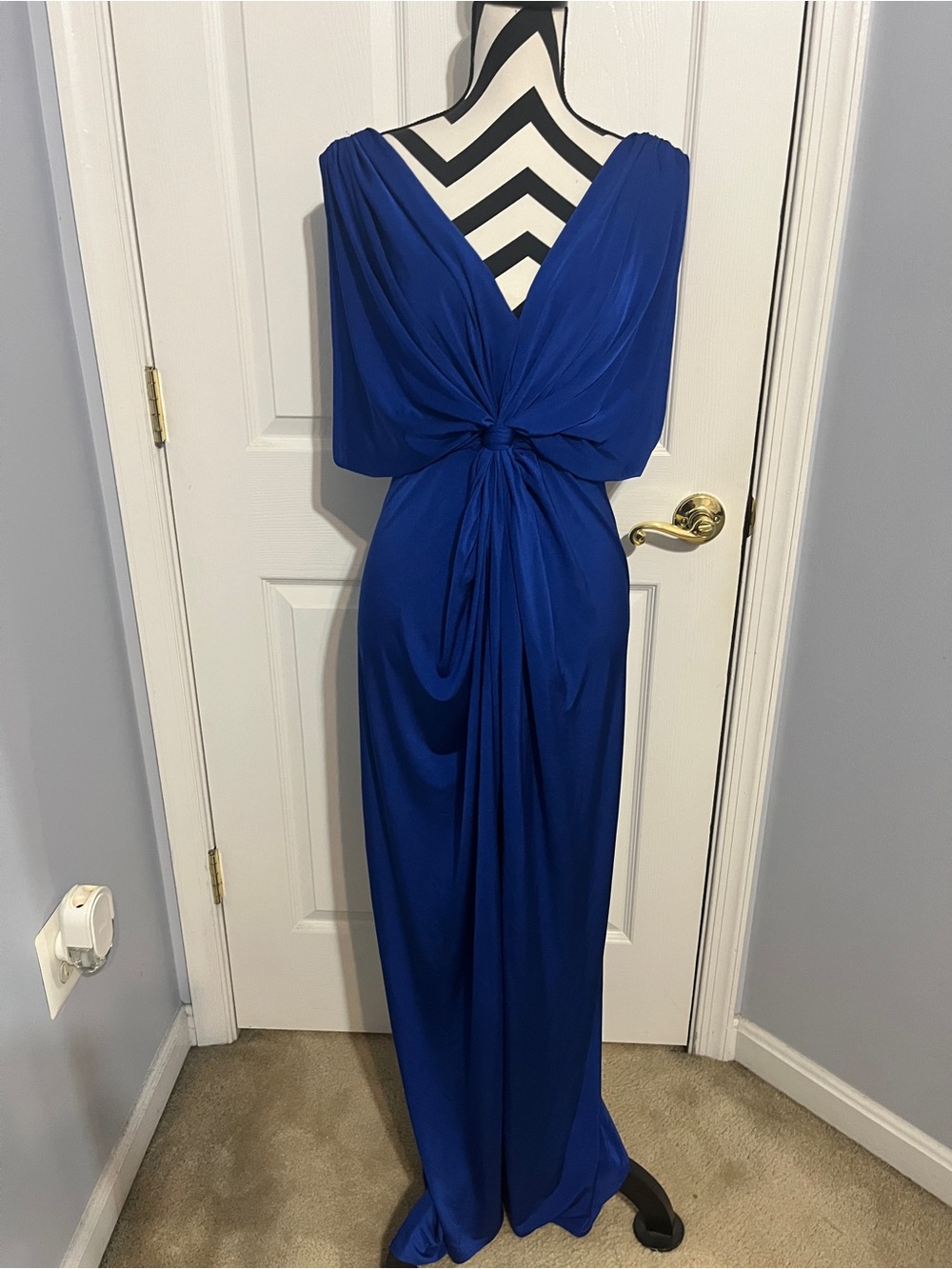 NWT, Maggy London Cobalt Blue Knot-Front Maxi Dress, 6
